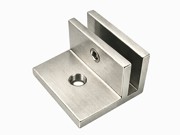 Glass Shelf Bracket - Square 50mm x 43mm x 24mm with Horizontal Leg - Brushed Nickel